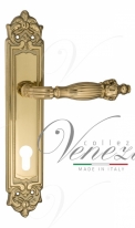 Ручка дверная на планке под цилиндр Venezia Olimpo CYL PL96 полированная латунь