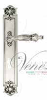Ручка дверная на планке под цилиндр Venezia Olimpo CYL PL97 натуральное серебро + черный