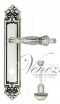 Ручка дверная на планке с фиксатором Venezia Olimpo WC-2 PL96 натуральное серебро + черный
