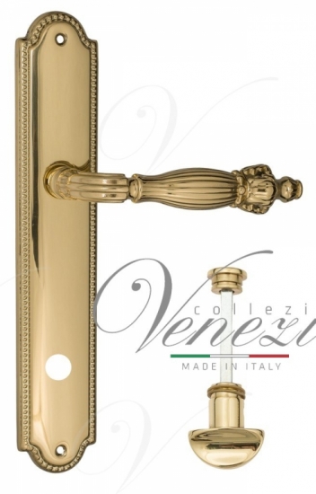 Ручка дверная на планке с фиксатором Venezia Olimpo WC-2 PL98 полированная латунь