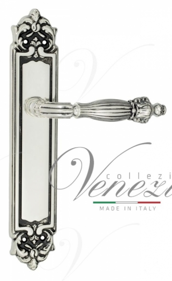 Ручка дверная на планке проходная Venezia Olimpo PL96 натуральное серебро + черный