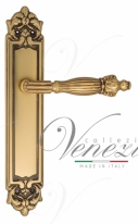 Ручка дверная на планке проходная Venezia Olimpo PL96 французское золото + коричневый