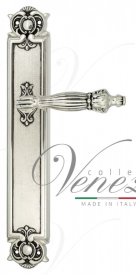 Ручка дверная на планке проходная Venezia Olimpo PL97 натуральное серебро + черный