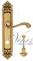 Ручка дверная на планке с фиксатором Venezia Vivaldi WC-2 PL96 французское золото + коричневый