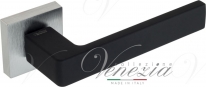 Ручка дверная на квадратной розетке Venezia Unique Biblo Хром матовый  / нежный черный