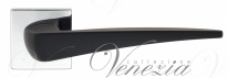 Ручка дверная на квадратной розетке Venezia Unique Miami полированный хром / нежный черный
