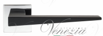Ручка дверная на квадратной розетке Venezia Unique Philip полированный хром / нежный черный