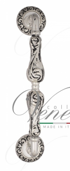 Ручка дверная скоба Venezia Monte Cristo 320мм (260мм) D4 натуральное серебро + черный