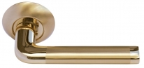 Ручка дверная на круглой розетке Morelli DIY MH-03 SG КОЛОННА матовое золото/золото