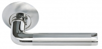 Ручка дверная на круглой розетке Morelli DIY MH-03 SN КОЛОННА белый никель/полированный хром