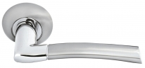 Ручка дверная на круглой розетке Morelli DIY MH-06 SN ПИЗА белый никель/полированный хром