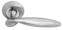Ручка дверная на круглой розетке Morelli DIY MH-09 SN КУПОЛ белый никель