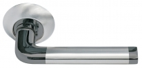 Ручка дверная на круглой розетке Morelli DIY MH-03 SN/BN КОЛОННА Белый никель/черный никель