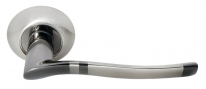 Ручка дверная на круглой розетке Morelli DIY MH-04 SN/BN ФОНТАН Белый никель/черный никель