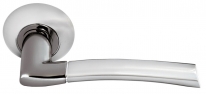 Ручка дверная на круглой розетке Morelli DIY MH-06 SN/BN ПИЗА Белый никель/черный никель