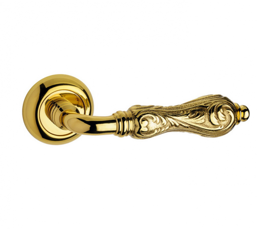 Дверная ручка на круглой розетке FIMET 147/231C FLORA золото полированное F01