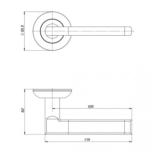 Ручка дверная на круглой розетке Punto AXIS ZR SN/CP-3 матовый никель/хром