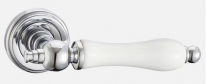 Ручка дверная на круглой розетке Vantage V30CP/HR хром / белая керамика