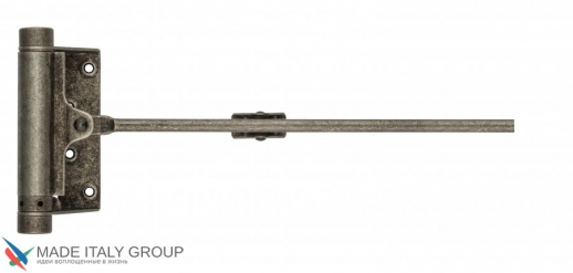 Доводчик дверной стальной пружинный до 80кг ALDEGHI (148x345мм) античное серебро ALD020
