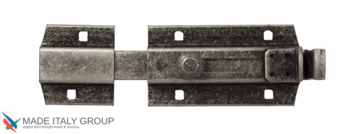 Задвижка дверная усиленная с отверствием для навесного замка ALDEGHI 150мм античное серебро ALD028