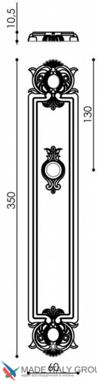 Ручка дверная на планке под цилиндр ANAFESTO CYL на планке PL97 античная бронза