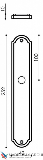 Ручка дверная на планке с фиксатором Venezia VIGNOLE WC-2 на планке PL02 Полированная латунь
