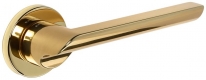Дверная ручка Extreza Hi-tech SANTA 128 на круглой розетке R16 полированная латунь F01