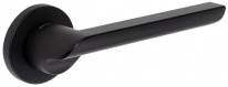 Дверная ручка Extreza Hi-tech SANTA 128 на круглой розетке R16 черный F22