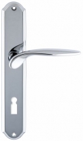 Дверная ручка Extreza CALIPSO (Калипсо) 311 на планке PL01 полированный хром F04 под кабинетный ключ KEY