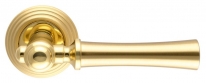 Дверная ручка Extreza DEZI (Дези) 309 на розетке R05 матовая латунь / латунь F02 / F01
