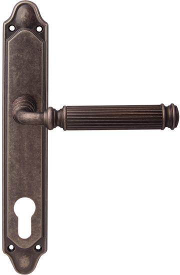 Дверная ручка на планке Melodia Rania 290/158 Cyl Серебро античное