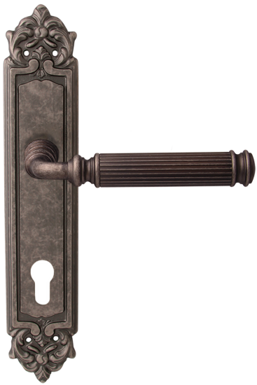Дверная ручка на планке Melodia Rania 290/229 Cyl Серебро античное