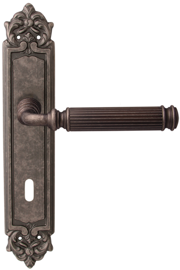 Дверная ручка на планке Melodia Rania 290/229 Cab Серебро античное