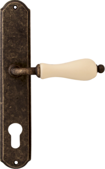 Дверная ручка на планке Melodia Ceramic 179/131 Cyl Бронза античная