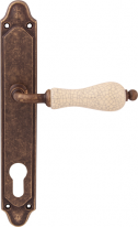 Дверная ручка на планке Melodia Ceramic 179/158Cyl Бронза античная