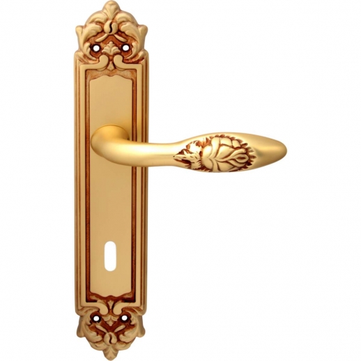 Дверная ручка на планке Melodia Rosa 243/229 Cab Золото французское