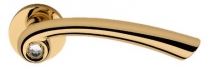 Дверная ручка LINEA CALI на круглой розетке "NAU CRYSTAL" 1549 RO 023 OZ золото 24K глянцевое