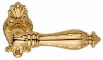 Дверная ручка LINEA CALI на фигурной розетке "ZAARA" 1535 RO 015 OZ золото 24K глянцевое