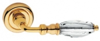 Дверная ручка LINEA CALI на круглой розетке "DIAMANTE" 905 RO 103 OZ золото 24K глянцевое