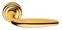 Дверная ручка LINEA CALI на круглой розетке KUBA 933 RO 103 OZ золото 24K глянцевое