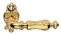 Дверная ручка LINEA CALI на фигурной розетке "SOLEIL" 1325 RO 015 OZ золото 24K глянцевое