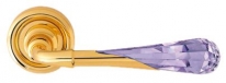 Дверная ручка LINEA CALI "GEMMA" 1121 RO 103 на круглой розетке OZ violet золото 24K глянцевое