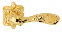 Дверная ручка LINEA CALI на фигурной розетке "ARTE" 1165 RO 091 OZ золото 24K глянцевое
