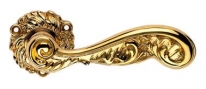 Дверная ручка LINEA CALI на фигурной розетке "ROCOCO" 1285 RO 078 OZ золото 24K глянцевое