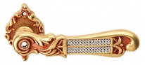Дверная ручка LINEA CALI на фигурной розетке "TIFFANY" Swar 1307 RO 018 OF золото французское, матовое