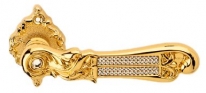 Дверная ручка LINEA CALI на фигурной розетке "TIFFANY" Swar 1307 RO 018 OZ золото 24K глянцевое