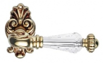 Дверная ручка LINEA CALI на фигурной розетке "NINFA CRYSTAL" 1542 RO 015 OF золото французское, матовое