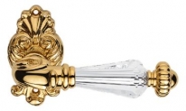 Дверная ручка LINEA CALI на фигурной розетке "NINFA CRYSTAL" 1542 RO 015 OZ золото 24K глянцевое