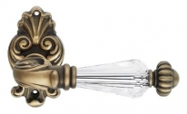 Дверная ручка LINEA CALI на фигурной розетке "NINFA CRYSTAL" 1542 RO 015 PM платина матовая