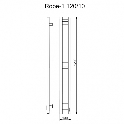 Полотенцесушитель электрический Ника Robe-1 120x10 RAL9005 черный матовый